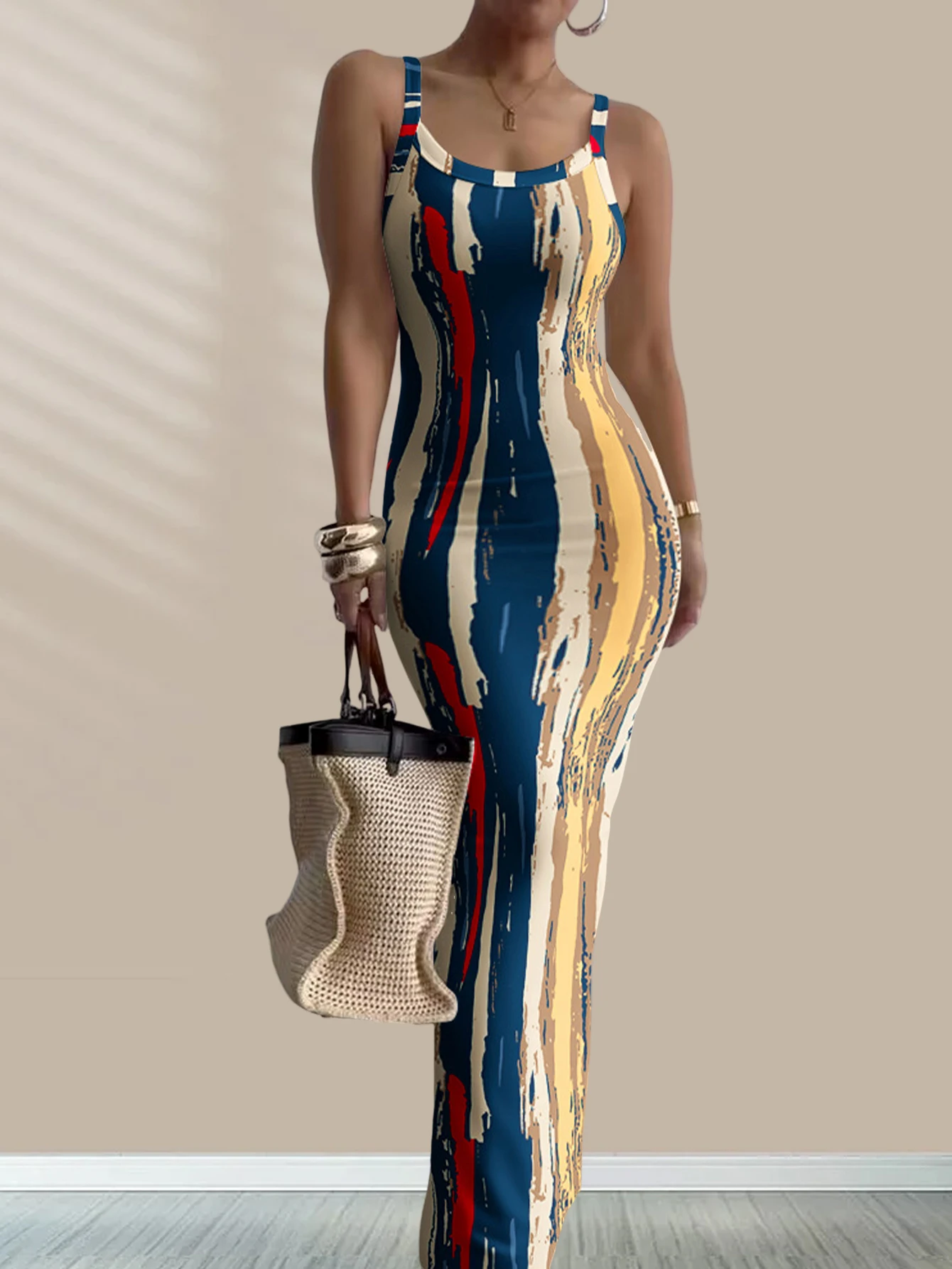 Women Dress 2024 Summer White Halter Robe Slim Fit Elegance for Evening Colorful XL