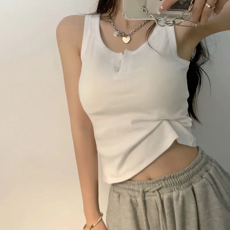 

Tank Top for Women Ribbed Button Down Sleeveless Blouse Solid Color Casual Women's Teens Trendy Basic Summer Dresses