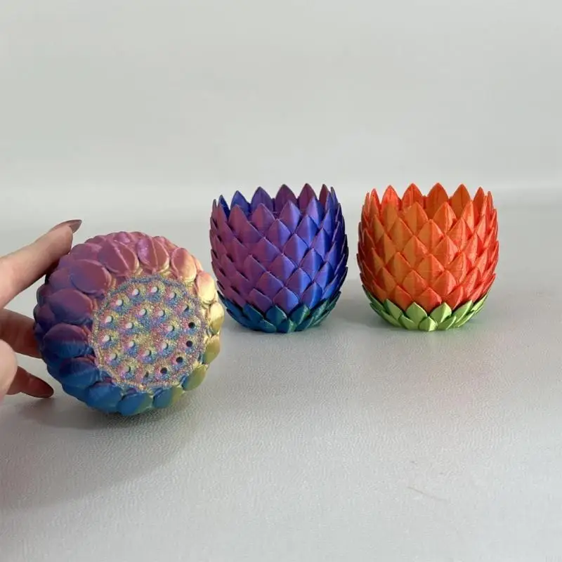 Artistic 3D Dragon Scale Effect Indoor Planter Pot With Builtin Drainage Tray 