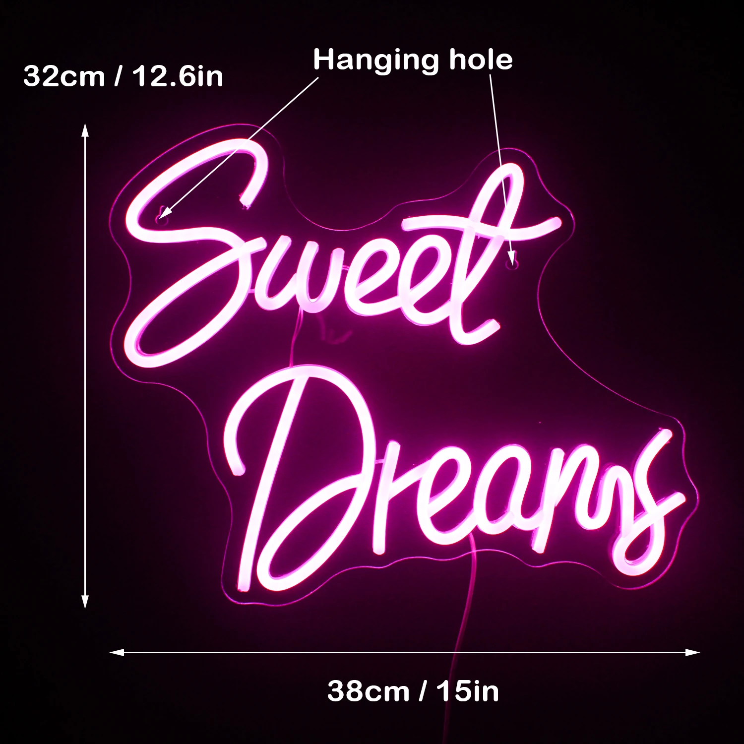 Sweet Dreams Neon Sign LED Lights Aesthetic Room Decoration For Home Bar Birthday Party Bedroom USB Powered Art Letter Wall Lamp