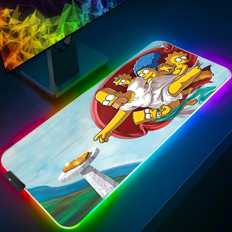 Large Mouse Pad LED Gamer Desk Mat RGB Modern Table Keyboard Kawaii Mini Pc Carpet Backlight Gaming xxl T-Thes Simpsons Mousepad