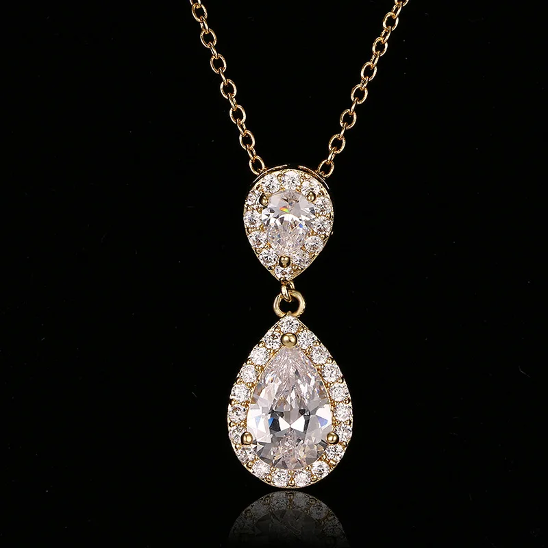 S925 Sterling Pendant Water Drop Created Topaz White Pendant Bride Wedding Engagement Party Fine Jewelry Necklace