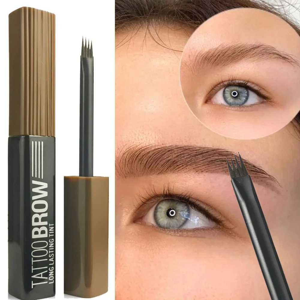 Waterdichte 4-punts vloeibare wenkbrauwpotlood Langdurige veegvaste wenkbrauwversterker Make-uppen voor natuurlijke wilde wenkbrauwtattoo