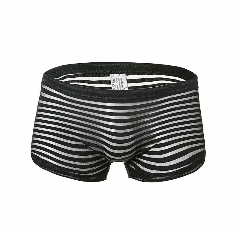 Mens Underwear Striped Boxer Seamless Slip Homme Panties Sexy Transparent Penis Underwear Breathable See Through Underpants