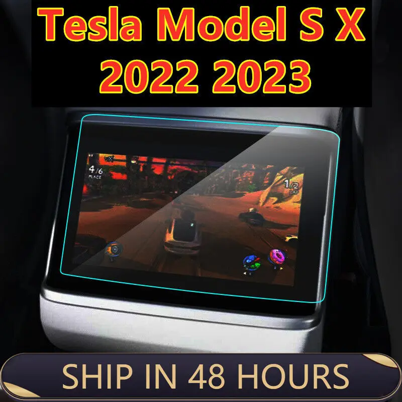 Tesla Model S X 2022용 후방 좌석 화면 보호 필름 강화 유리 터치 썸네일 3