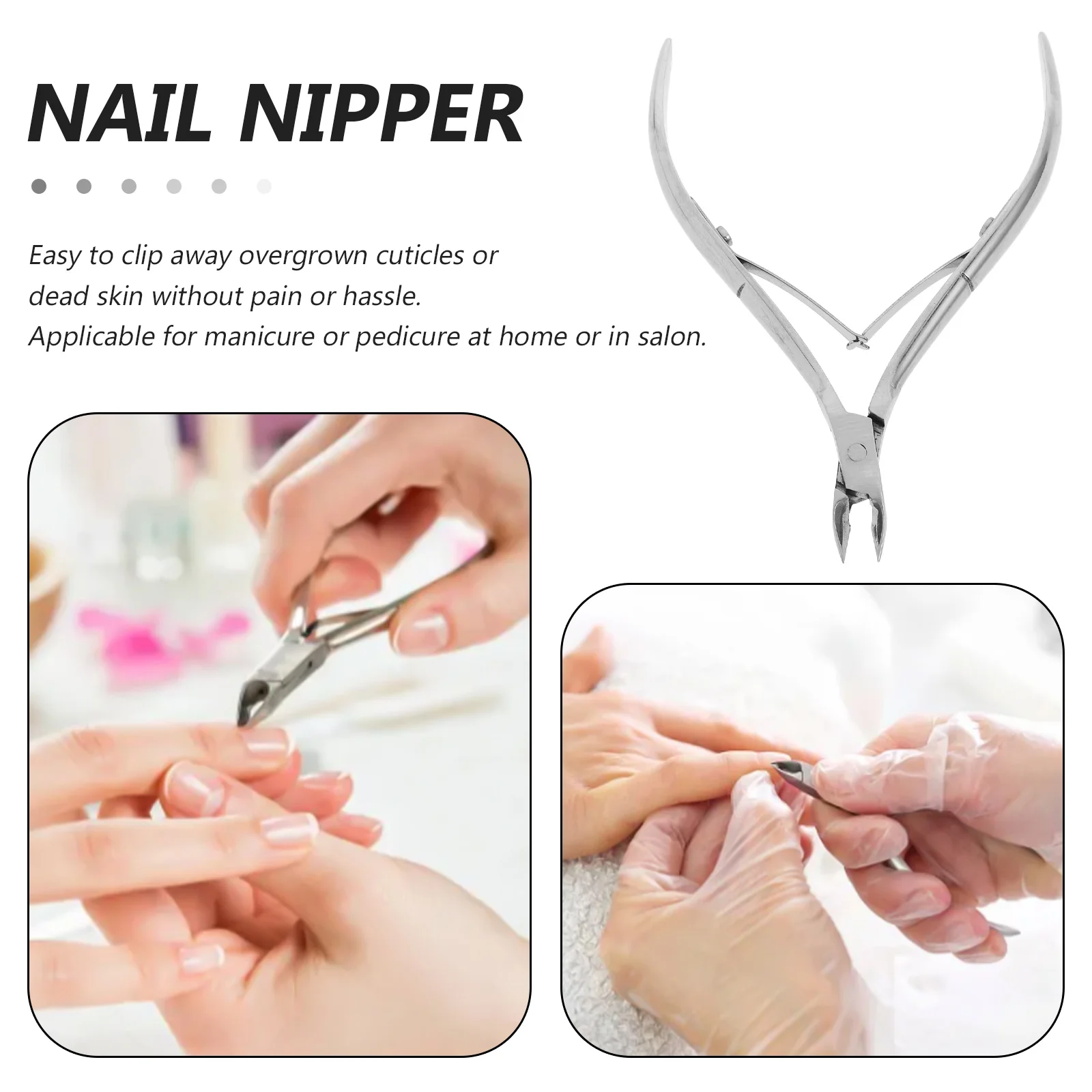 Silver Lead Head Hook Scissors Portable Manicure Nipper Pedicure Fill Palette for Nails