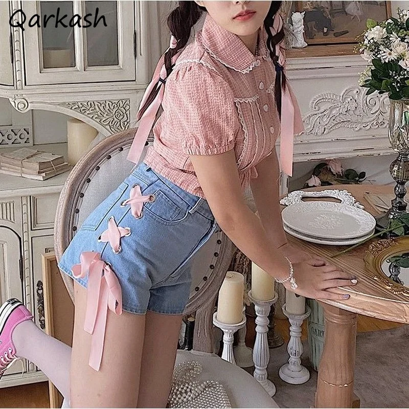 Shorts Women Bandage Design Korean Style College Summer Fashion Feminino Streetwear Basic Bottom High Waist Vintage Daily Ins