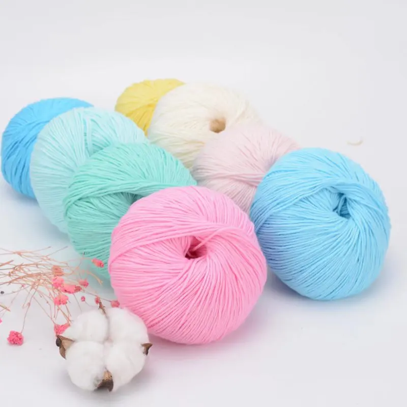 Cotton Yarn Baby Thread Soft Skin Friendly Sweater Scarf Hat Children's Thread Medium Thin Hand Knitted Yarn Ball Cotton Thread