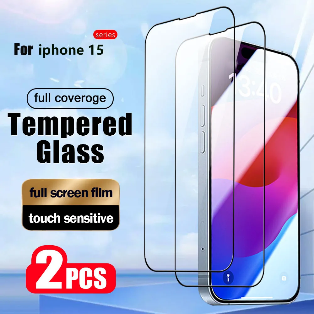 

2Pcs 9H for iPhone 15 Ultra 14 plus X XS XR 11 12 13 mini pro max Tempered glass protective film screen protector smartphone