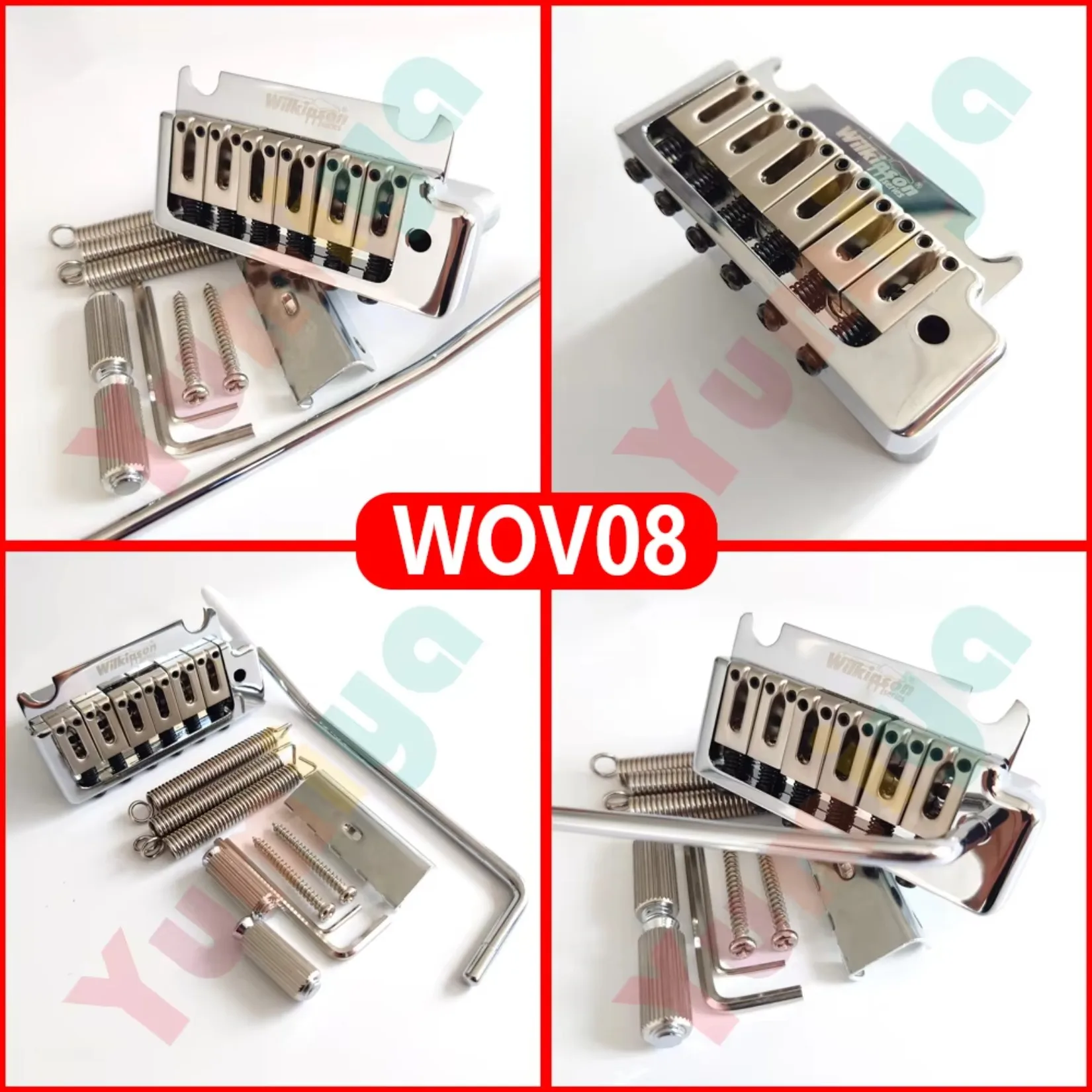 Wilkinson WOV08 Guitar Bridge 2-Point Double Tremolo System Bridge for Electric Guitar Replacement Parts Chrome Black Gold