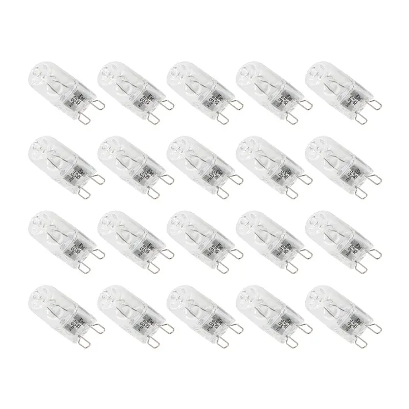 DT19-20Pcs G9 Halogen Light Bulbs, Clear Halogen Lamps Dimmable,Warm White 2800K For Chandeliers,Pendants,Landscape Lights