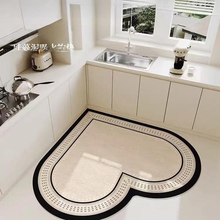 

Bathroom Heart Shaped Mat Anti Slip Water Absorbent Toilet Entrance Door Mat Home Decorative Floor Mat Silicone Algae Mud