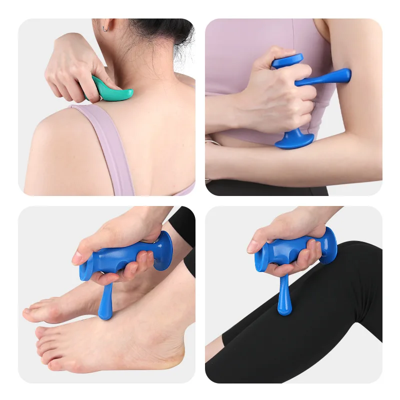 Masajeador en forma de T + varilla de presión para pulgar y dedo, Material plástico, relajación de tejido profundo, herramienta de fisioterapia, 2 uds.