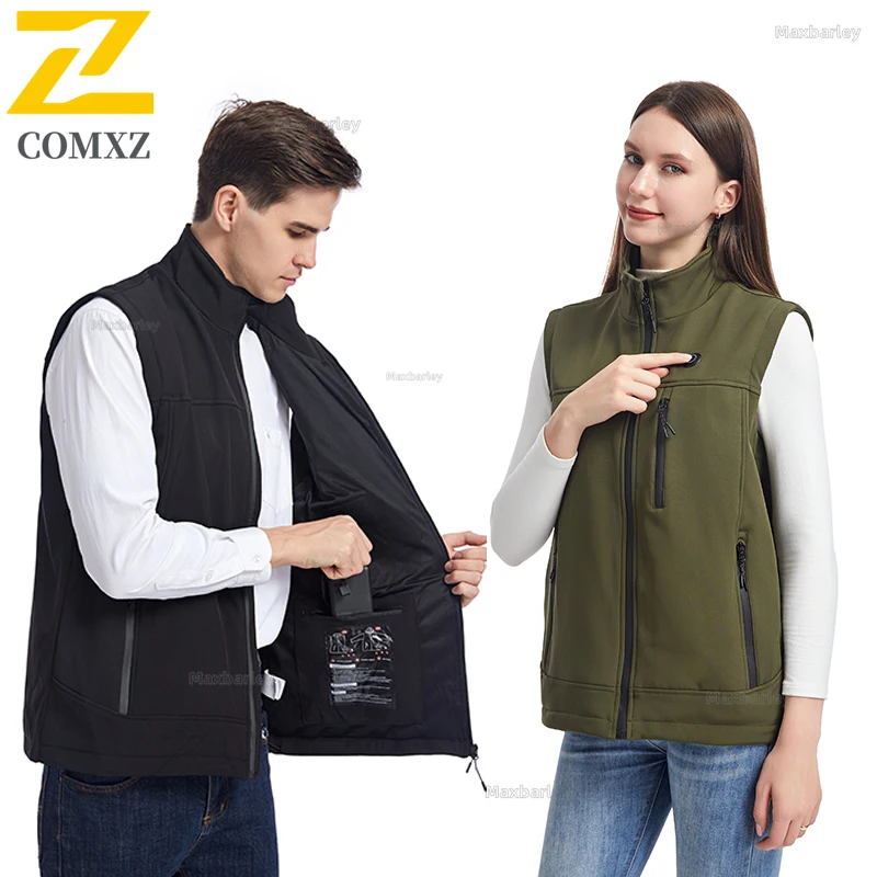 

Winter 9 Zone Heated Vest Men Women USB Electric Self Heating Sleeveless Coat Hiking Camping Ski Soft Shell Waterproof Waistcoat