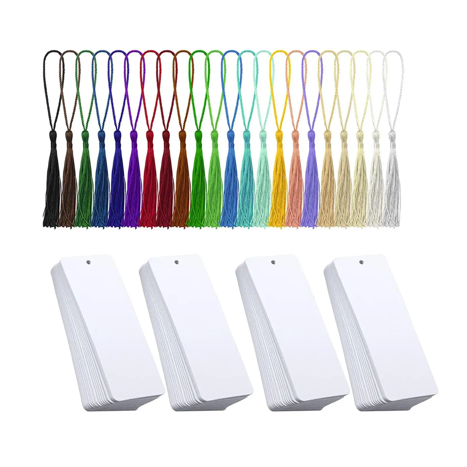 80 Pieces Blank White Bookmarks with Tassels DIY Bookmarks for Hand Drawing