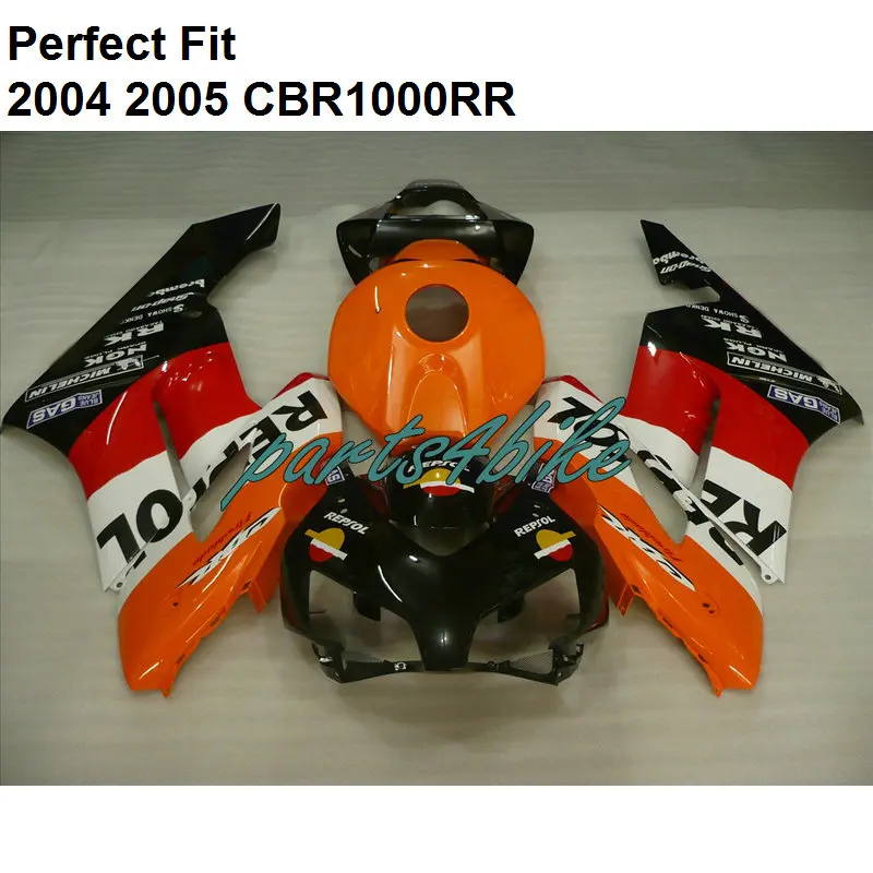 Bodywork kit for Honda fairings CBR 1000RR 2004 2005 orange black fairing kit CBR1000RR 04 05 +7 gifts NZ49