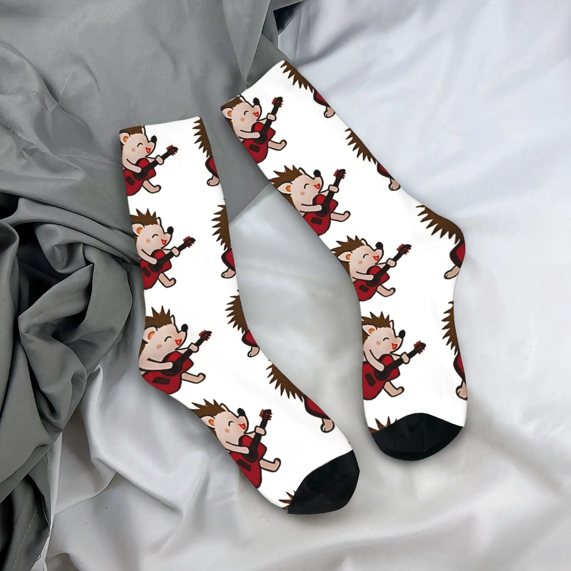 Guitarist Hedgehog   Socks Winter  Stockings Funny Men Soft Breathable Socks Graphic Skateboard Anti Skid Socks