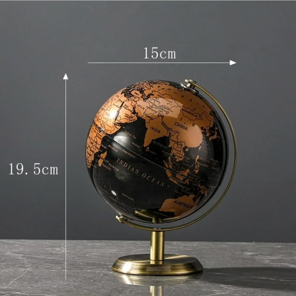 Metal Base Rotatable World Globe for Living Room Wine Cabinet Office Study Desktop Decoration Home Decoration Accessories