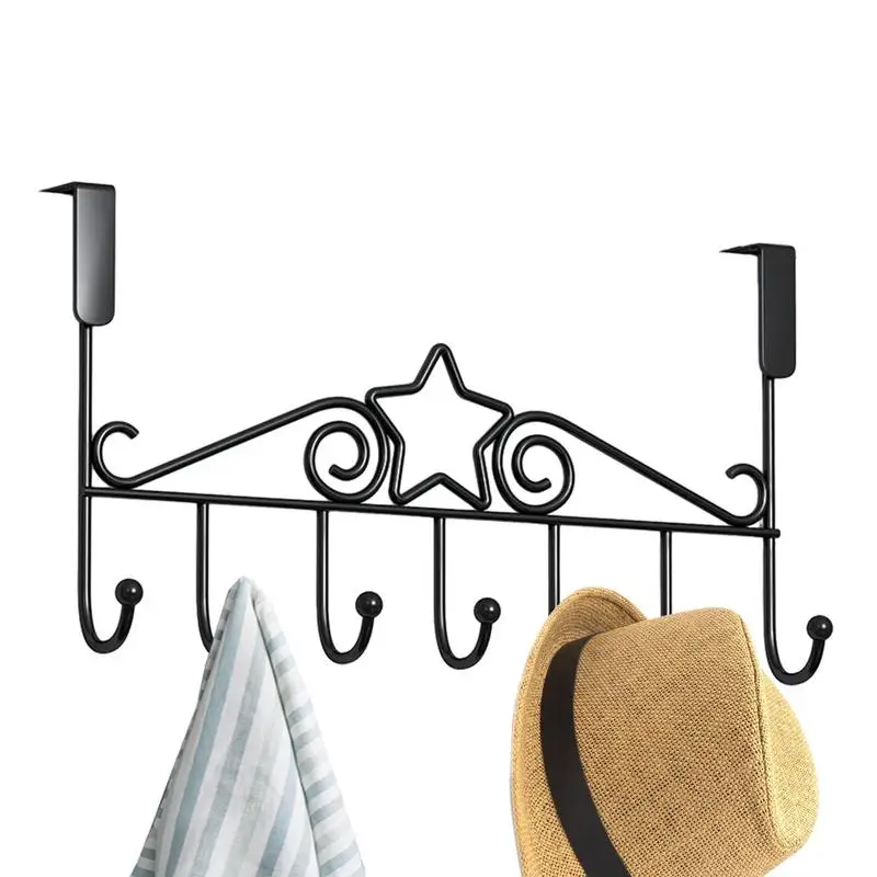 7 Hooks Over The Door Hooks carbon Steel Hanger Clothes Towel Storage Holder Bathroom Organizer Rack Clothes Coat Hat Hanger