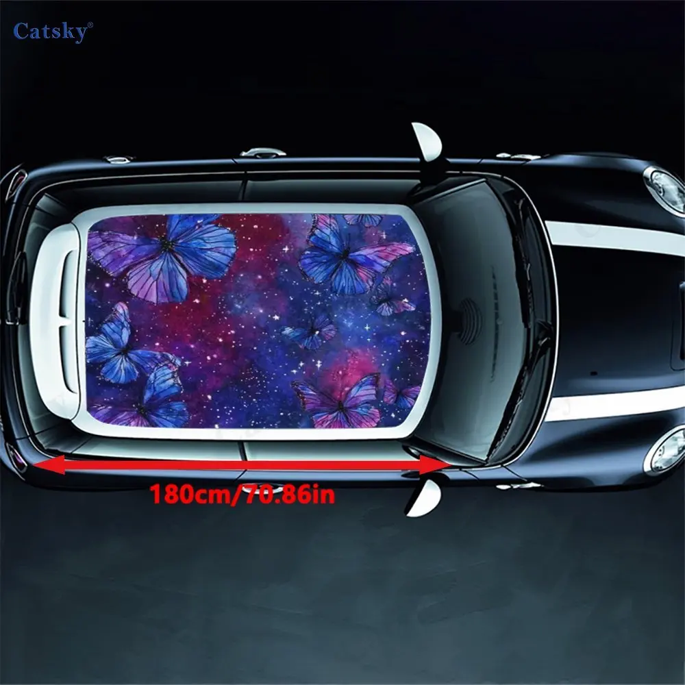 Starry sky butterfly PVC material self-adhesive waterproof car roof sticker, paste firm and anti-ultraviolet, waterproof and scr