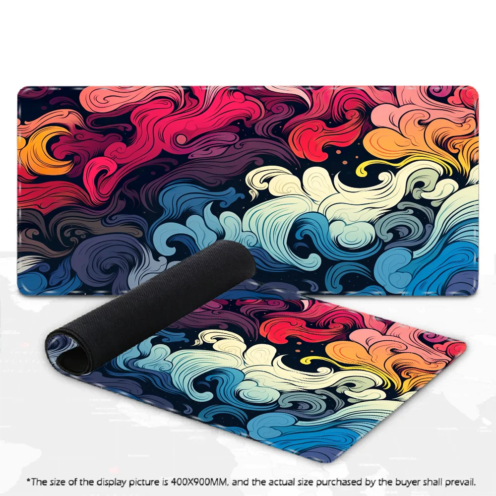 

Ukiyo - e and Colorful Fluid Art Interweave to Create an Immersive Desktop Aesthetics mouse pad with Creative Cloud Wave Pattern