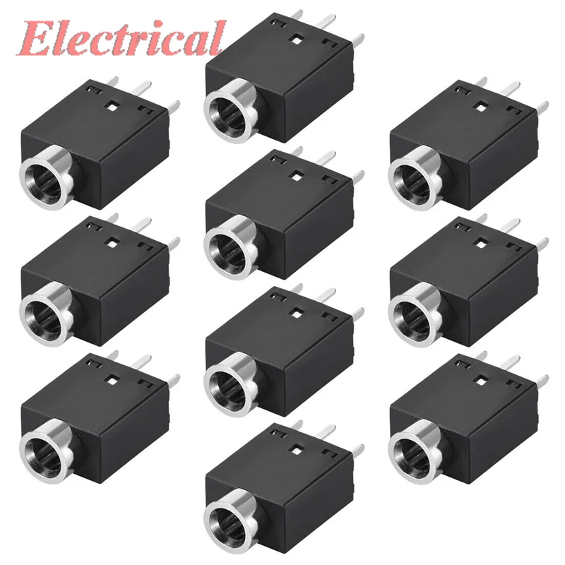PCB Mount 3.5mm 5 Pin Socket Headphone Stereo Video Connector PJ358 Black 3-20N Actuating Force 18mm x 10mm x 6mm