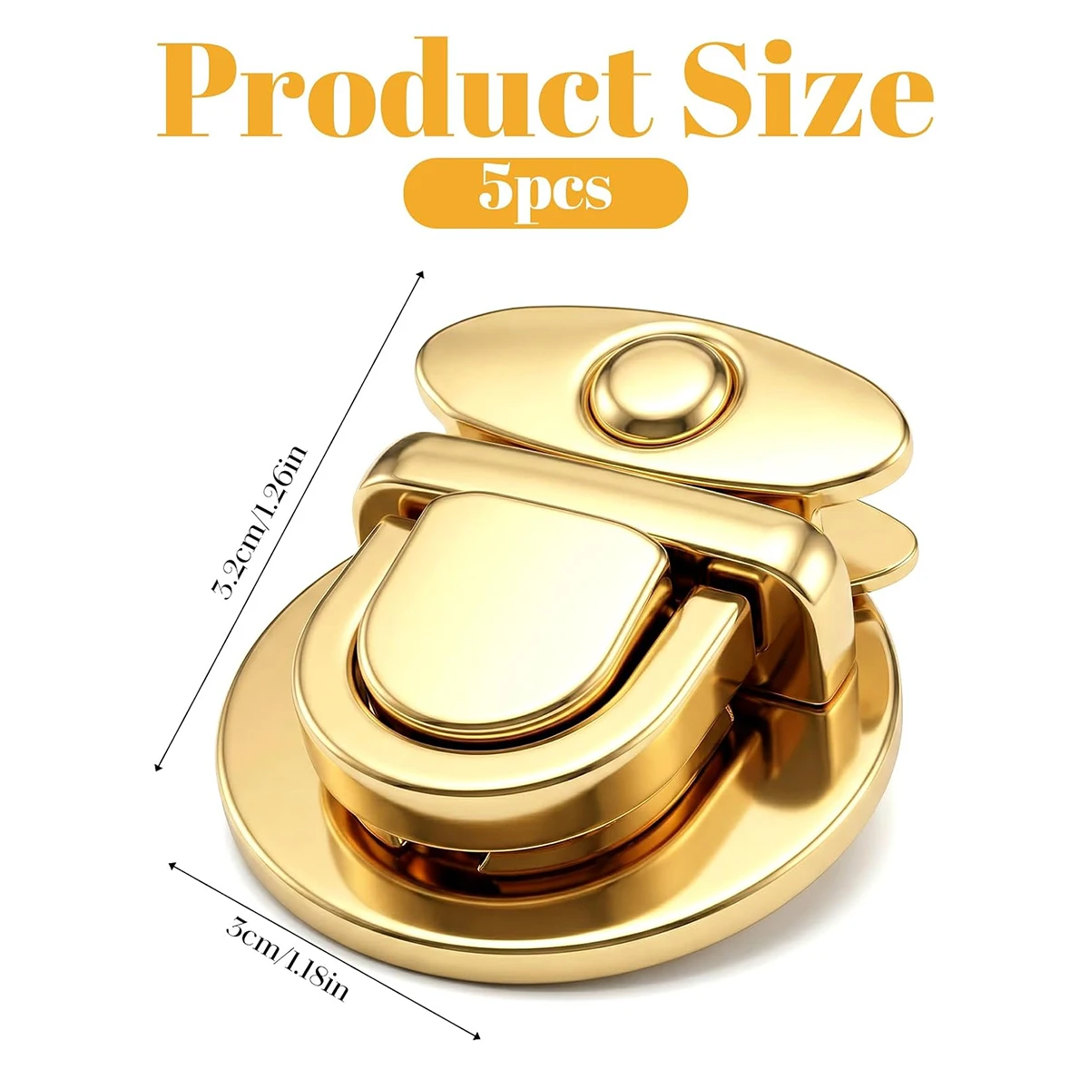 5Pcs Turn Lock Clasp Iron Metal Twist Lock Hardware for Handbag Purse Wallet DIY Bag Making Replacement Accessories