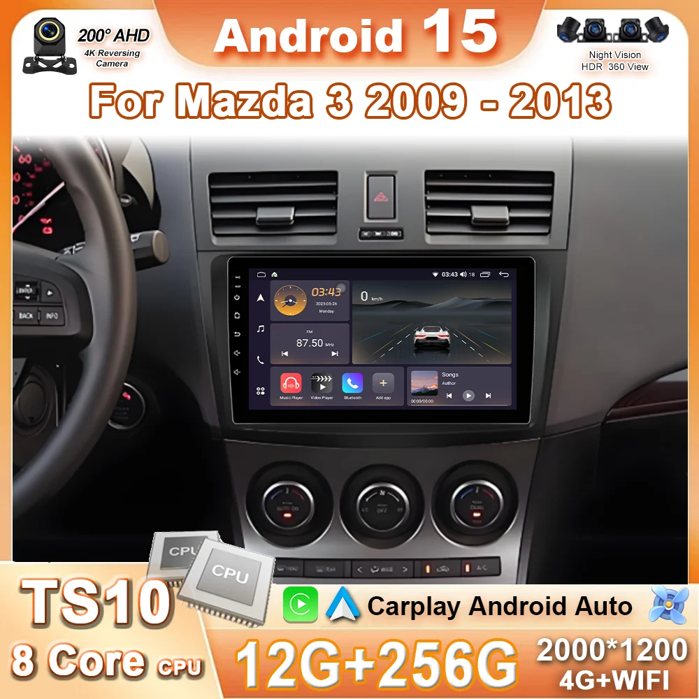 

Android 15 Carplay Auto Car Radio For Mazda 3 2009 2010 2011 2012 2013 Auto Multimedia Player GPS Navigation Stereo NO 2DIN DVD