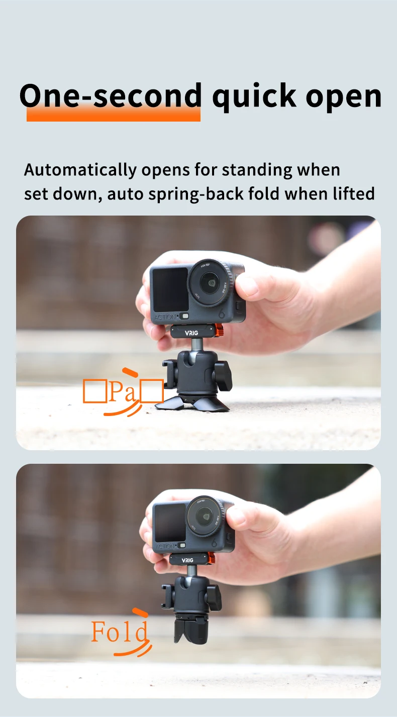 VRIG TP-39 Magnetisches Stativ Schnellverschluss 100g Aluminium für DJI Osmo 360 Nano Action 6 5 Pro 4 3 Pocket 3 GoPro Vlog Cold Shoe – Detail 3