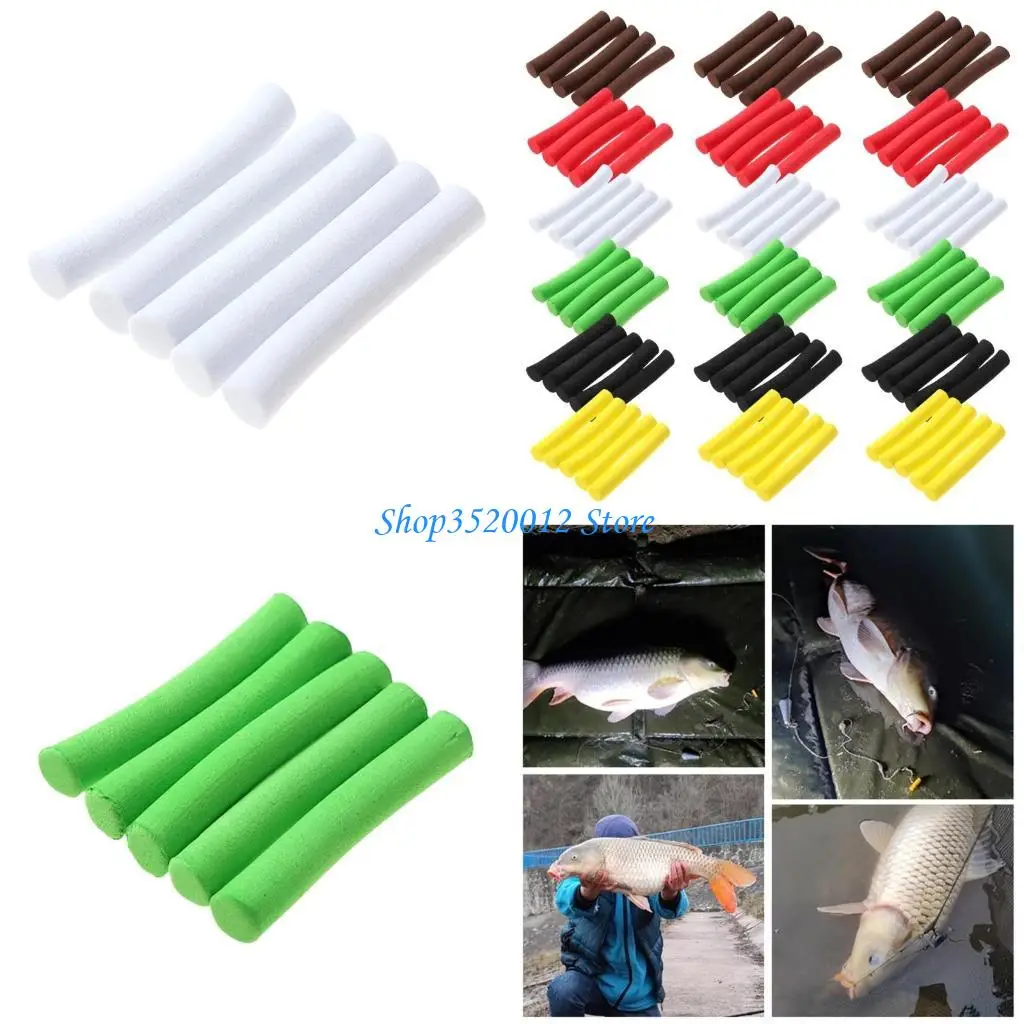 

27RD 5Pcs Light Weight Fishing Foam Reusable Foam Rod Portable Cylinder Foam for Pond River Easy to Use