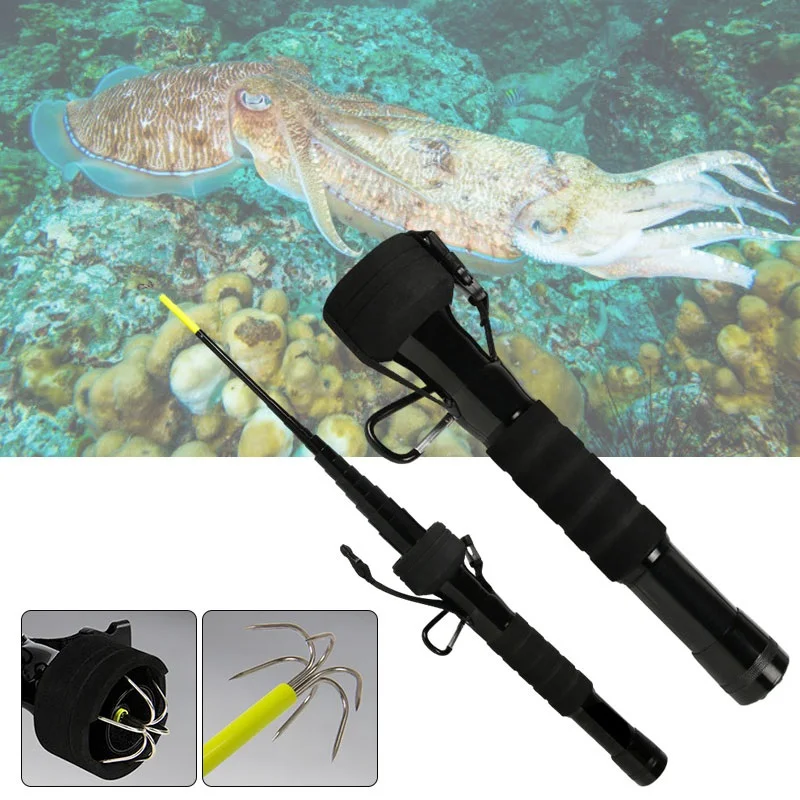 Retractable 3/4m Squid Hook Telescopic Fishing Squid Gaff Octopus Cuttlefish Jig Hooks Sea Fishing Tackling Tools Accessories