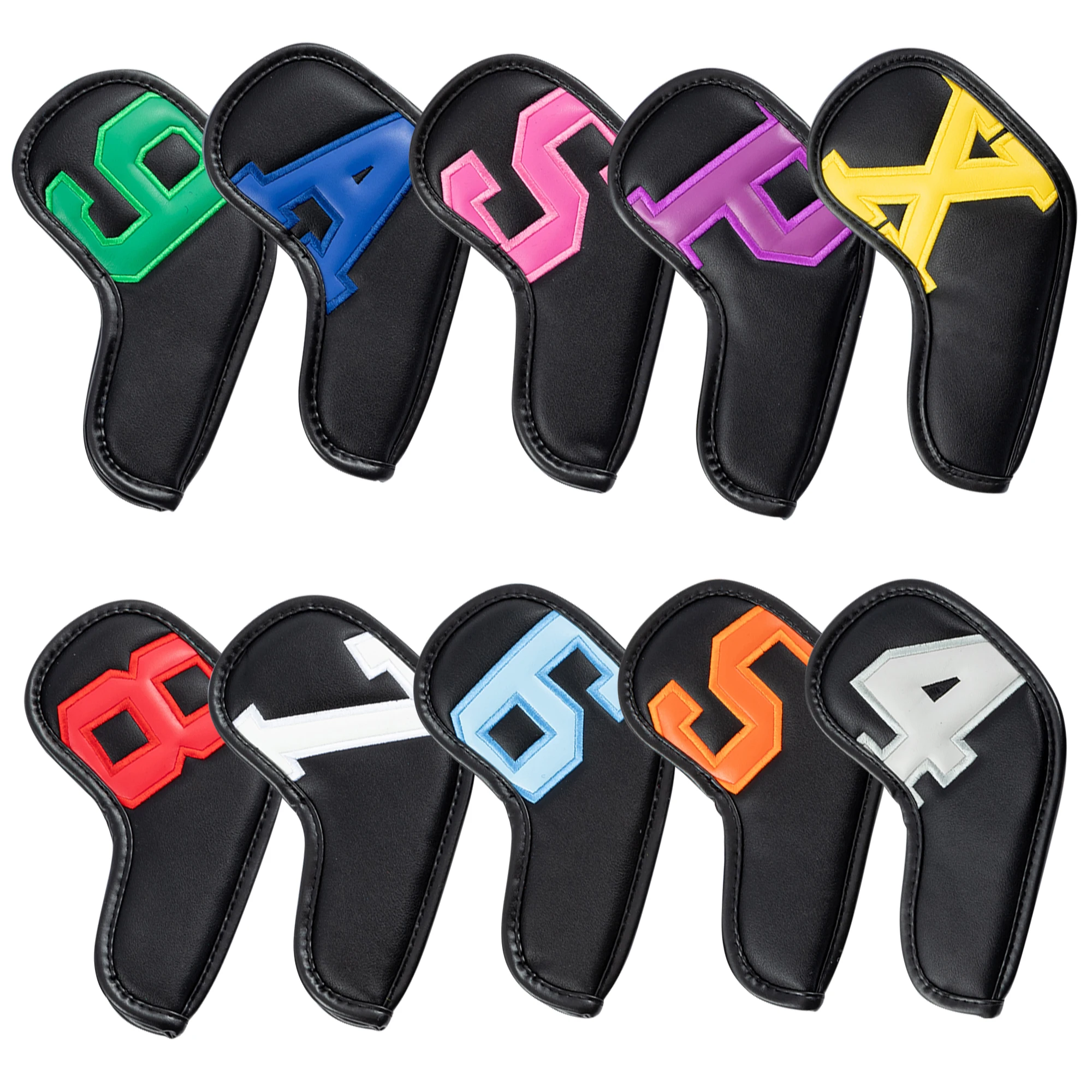 10pcs Digital Style Golf Club Head Cover, Golf Push Rod Protective Cover, Made of Dust-Proof and Durable Material