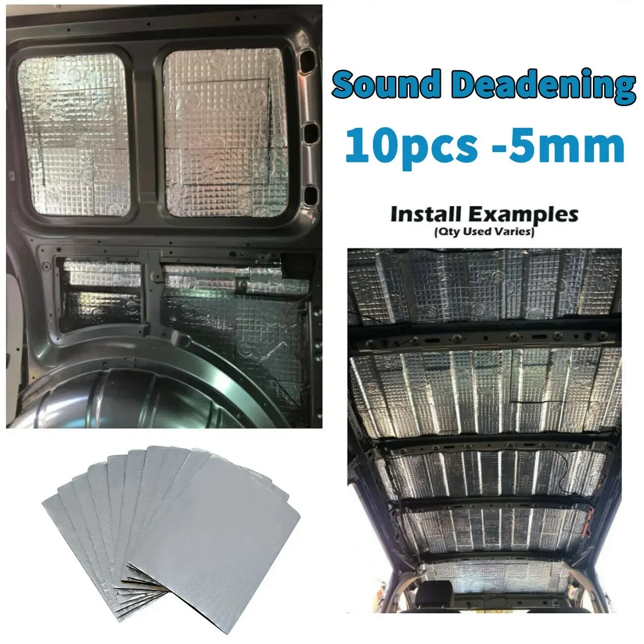 10Pcs 5mm Sound Deadener Heat Insulation Mat Car Van Sound Proofing Deadening Insulation Car Hood Insulation Silent