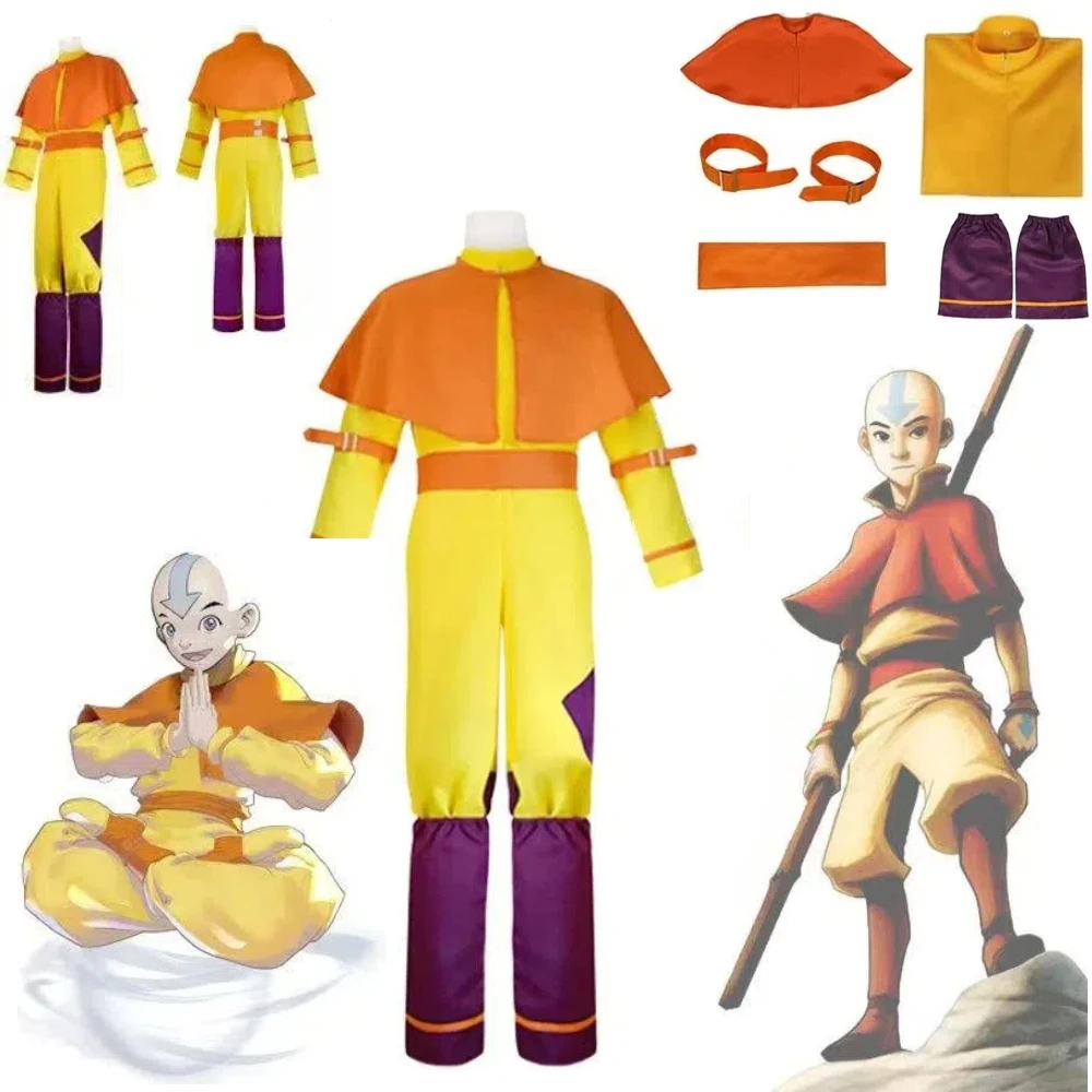 Disfraz de Cosplay de Anime Avatar: La Leyenda de Aang, Correa de Muñeca, Accesorios, Bumi Aang, Conjunto Completo para Halloween
