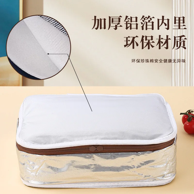 Lunch Box Insulation Bag Aluminum Foil Rectangular Round Large Capacity Thermal bag Portable Bento Handbag Women Kids Cooler Bag