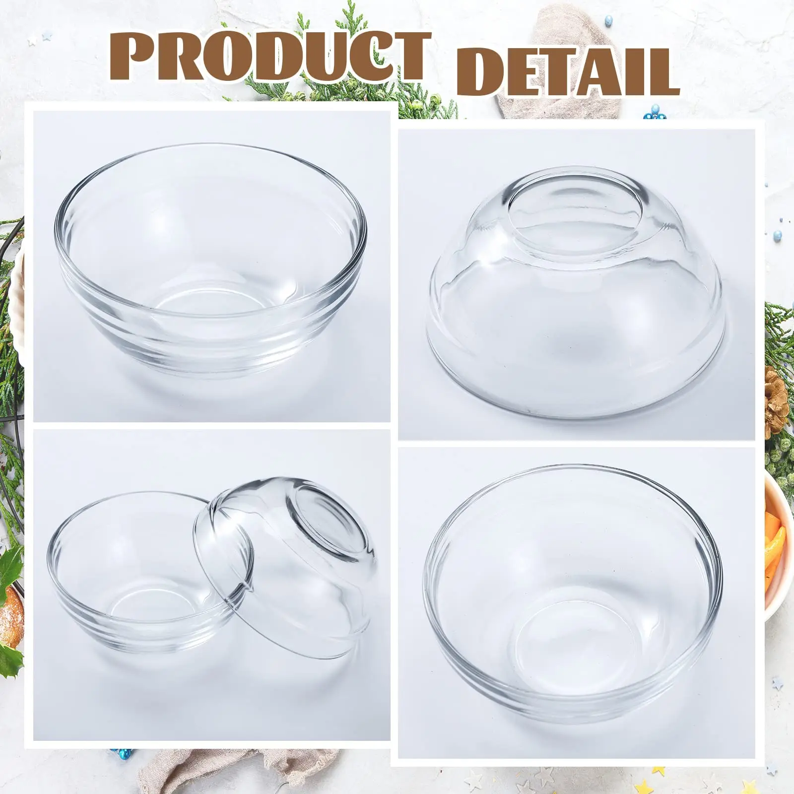 10/5PCS Mini Meal Bowls Glass Bowls Stackable Clear Serving Cute Bowls for Salad Dessert Dips Nut Candy Dishes for Kitchen