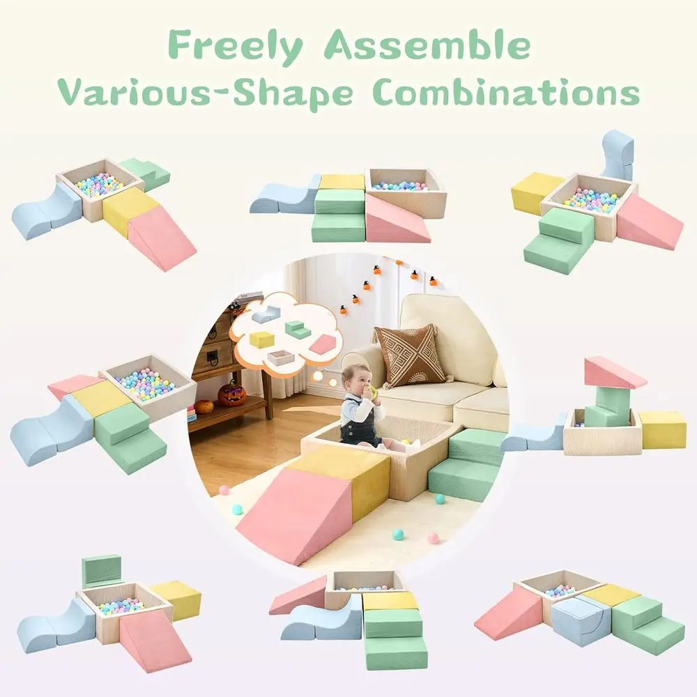 5-Piece Toddler Indoor Foam Climbing Set with Ball Pit (Balls Not Included)