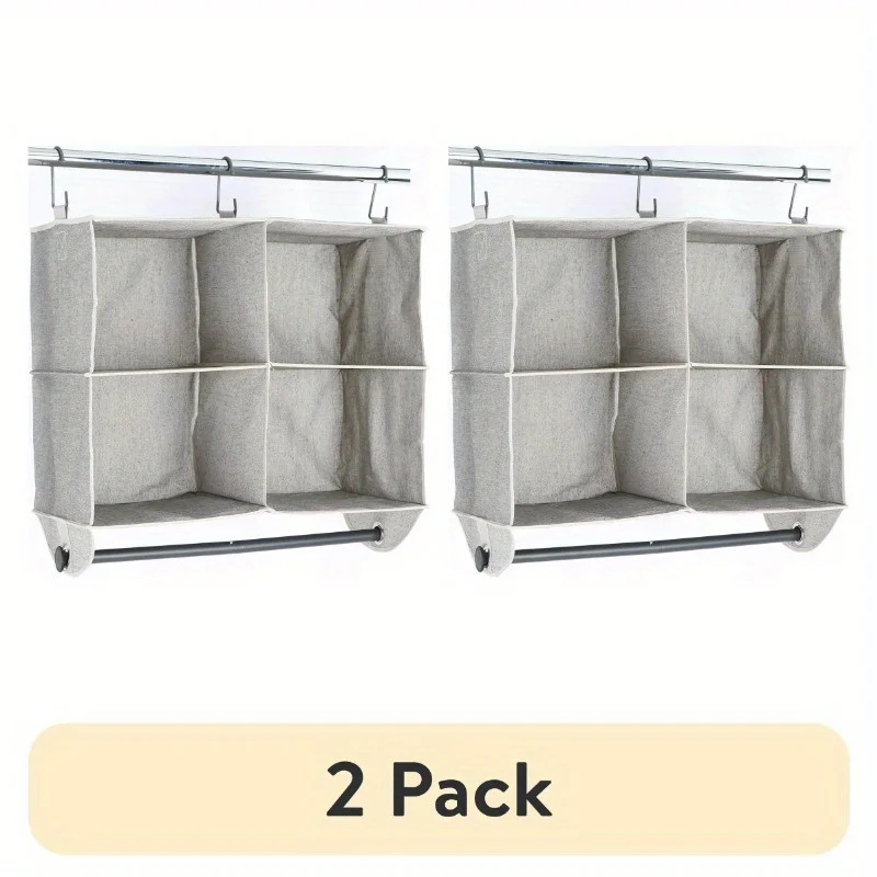 

(2 Pack) Four-Tier Hanging Polyester and Cotton Adult Closet Organizer with Hanging Rack