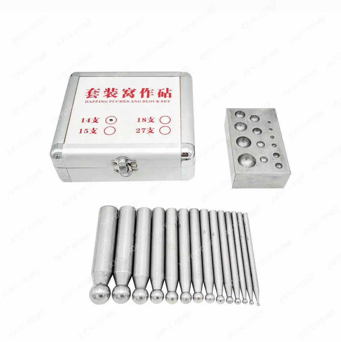 18PCS 14pc 27 pieces Steel Dapping Doming Punch Set Doming Punches and Dapping Block Kit Jewelry Shaping Foriming Tool