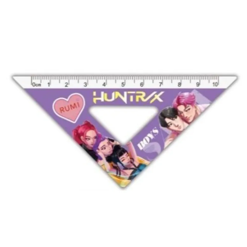 KPop Demon Hunters Zoey Derpy Bobby conjunto de régua fofa de desenho animado para meninos e meninas estudantes régua criativa de alto valor régua triangular