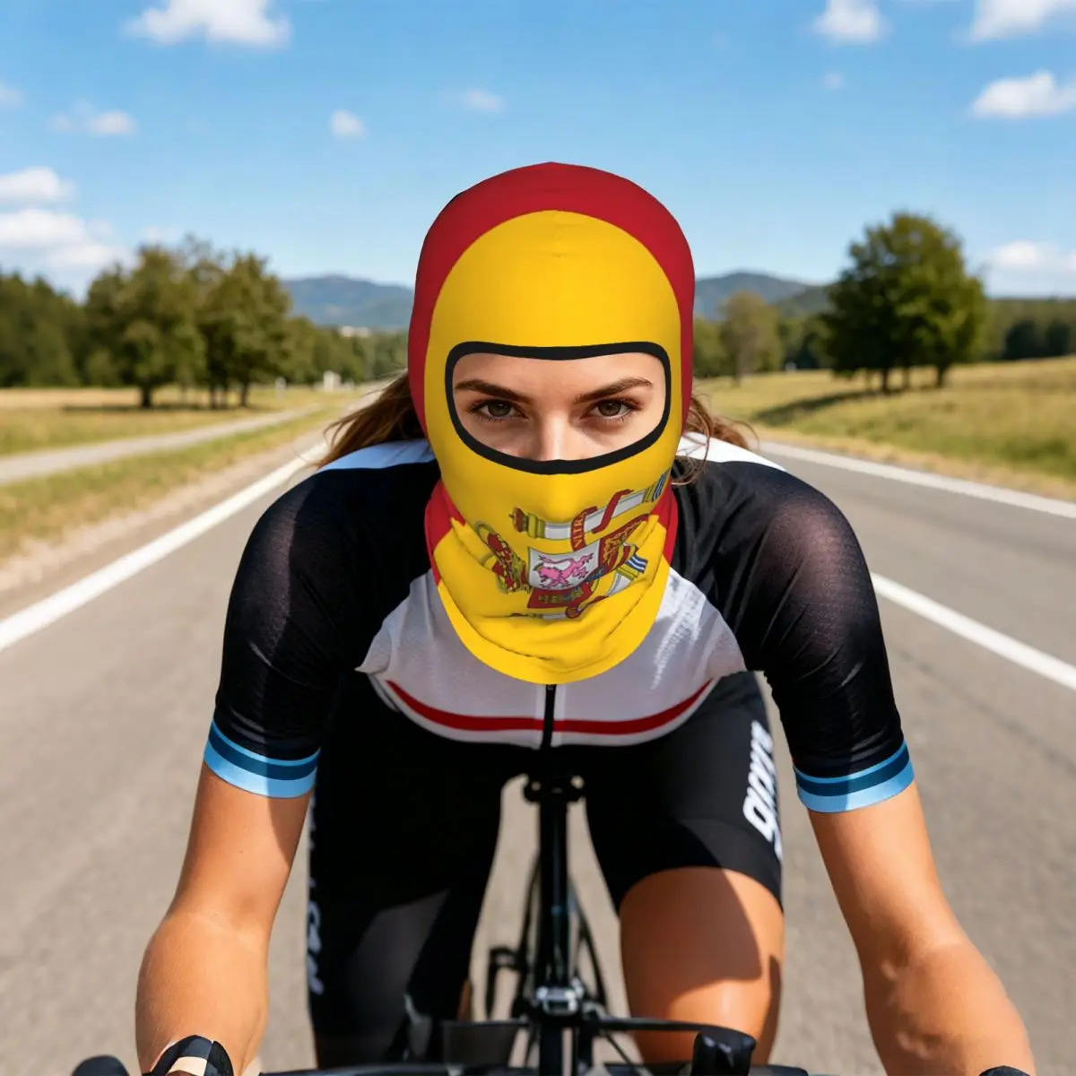 Spain Flag Breathable Thin Balaclava Full Face Mask Sun Protection Neck Gaiter For Motorcycle Cycling Fishing Outdoor