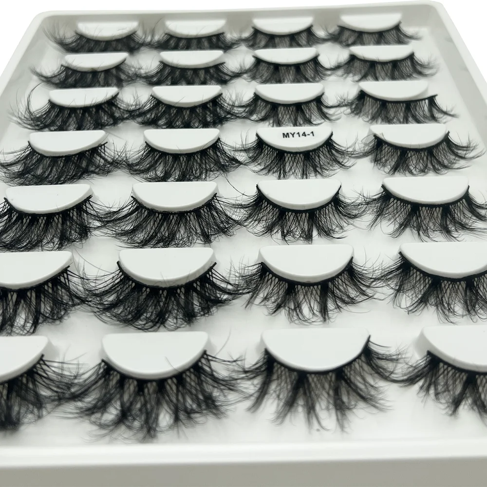 14 pairs of luxurious, voluminous false lashes - thick, natural-looking synthetic mink lashes, reusable for a perfect makeup loo