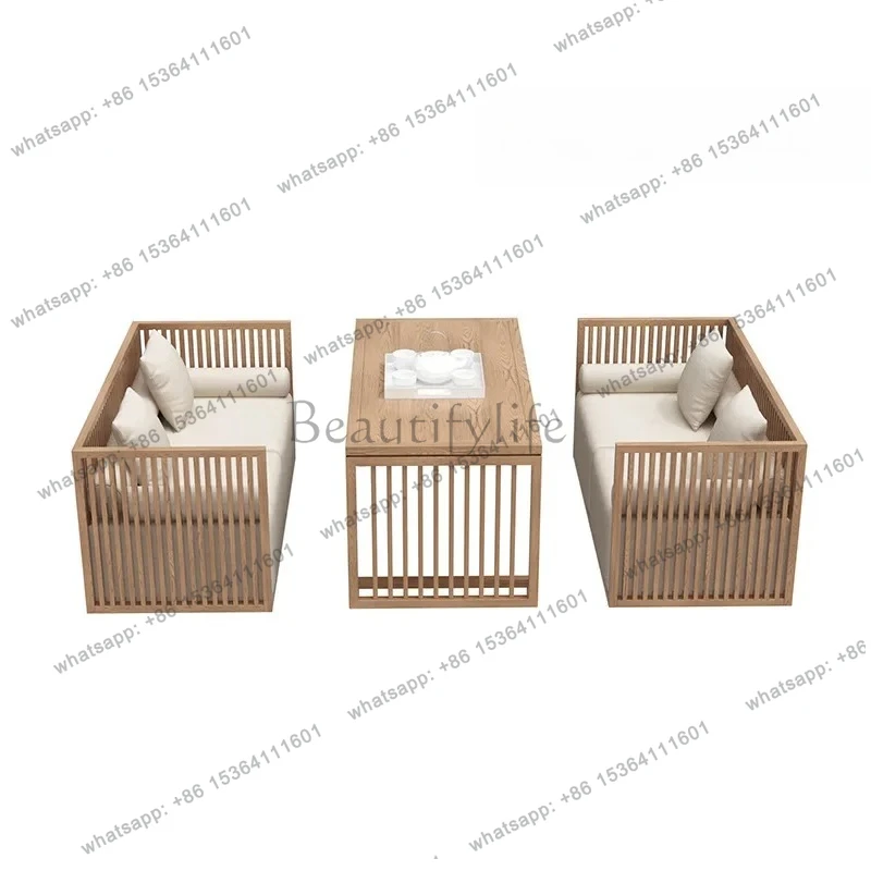Chinese imitation solid wood wrought iron sofa western restaurant bar teahouse room special card table and chair