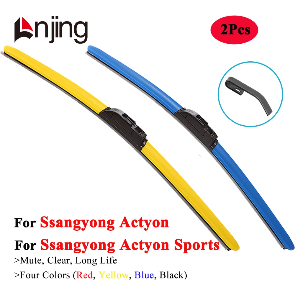 

LNJING Colorful Wiper Blades For Ssangyong Actyon Sports SUV Pickup 2005 2008 2010 2011 2012 2015 2016 2018 Car Replacement Part