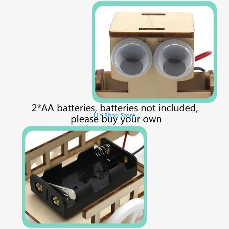 

T8UD Wooden Puzzle Toy Electric Robot with Handcart Model for Students Boys Stem Kits