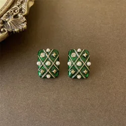 Vintage Palace Dropping Oil French Earrings Versatile Vintage Western Cool European Brincos