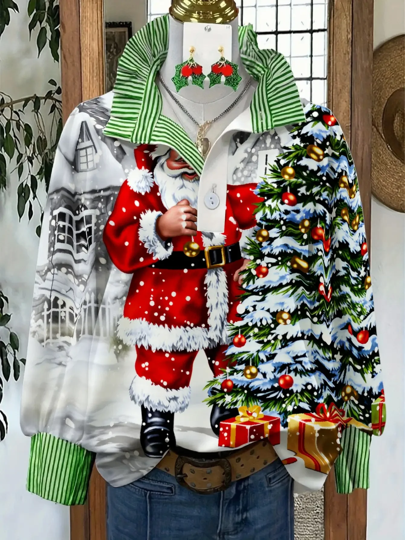 2026 Women's Spring and Autumn Winter Collection Women's Stand up Collar Long Sleeve Shirt,  Christmas Gift