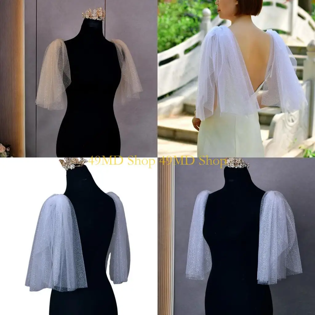 

49MD Women Evening Dresses Shawls Wedding Shawl Lace Cape Bridal Shrug Tops for Party