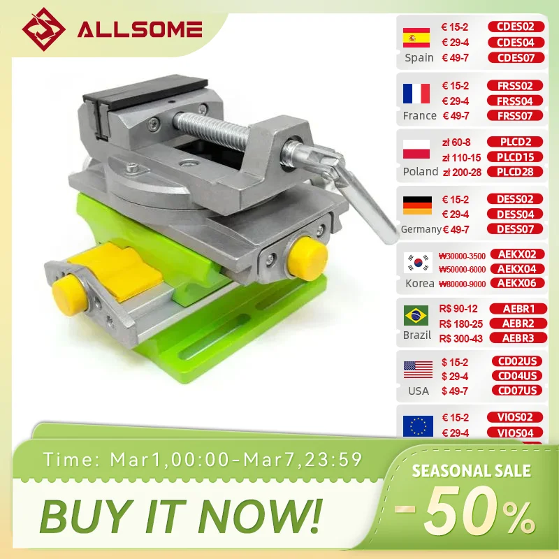 

ALLSOME 2 in 1 Milling Drilling Precision Vise Swivel Base Table Aluminium Alloy Compound Worktable