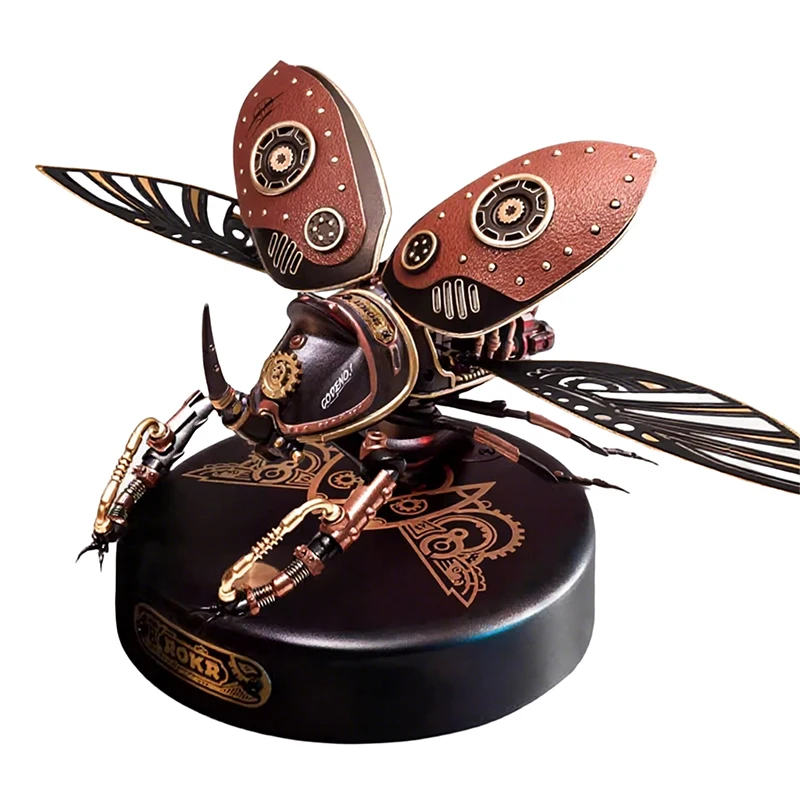 Modèle d'assemblage en métal de coccinelle de rhinocéros de contrôle Intelligent pour les garçons cadeau d'anniversaire bloc de construction Puzzle jouet mécanique fait à la main